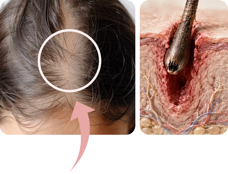 Extensions and hair follicle