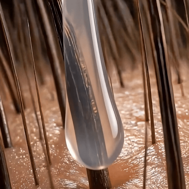 Hair strands with a temporary coating; supplied video poster