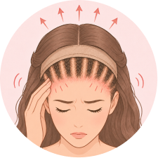 Tension from tight braids beneath the unit