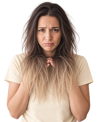 Woman experiencing styling-related hair damage