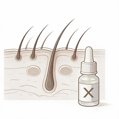 Scalp follicles and topical dropper illustration