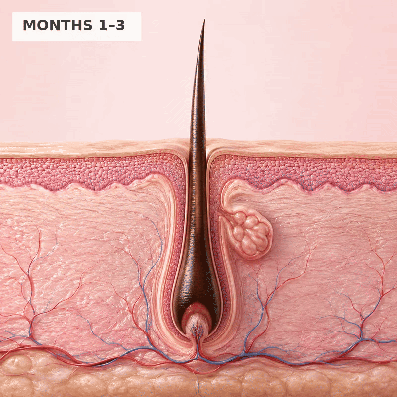 Animated hair follicle illustration